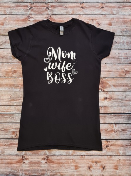 Damen T-Shirt "Mom/Wife/Boss"