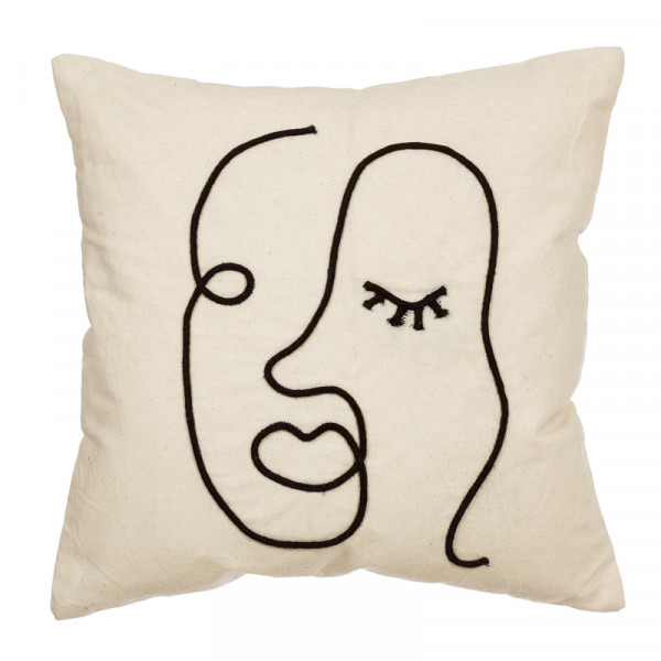 Kissen ABSTRACT FACE | cremefarben & schwarz